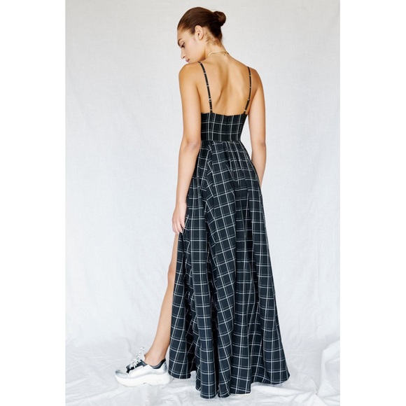 Fame And Partners Plaid Maxi Bustier Dress - Picture 3 of 8